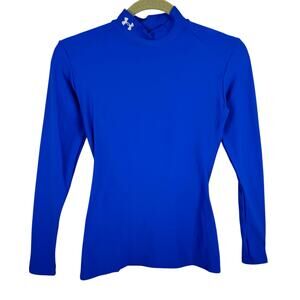 Under Armour Royal Blue Nylon Blend Long Sleeve Mock Neck Athletic Base Layer M